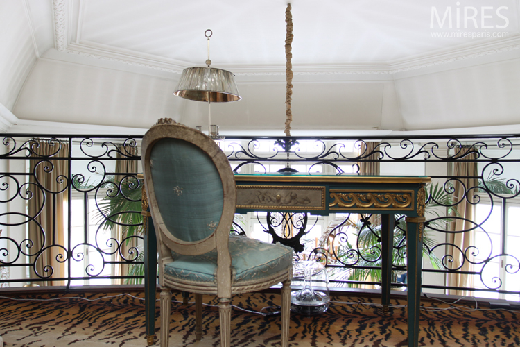 Mezzanine wrought iron railing. C0697