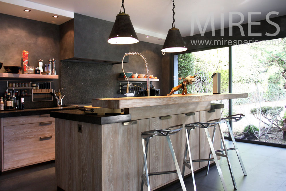 Modern Kitchen Wood Ambiance C0826 Mires Paris