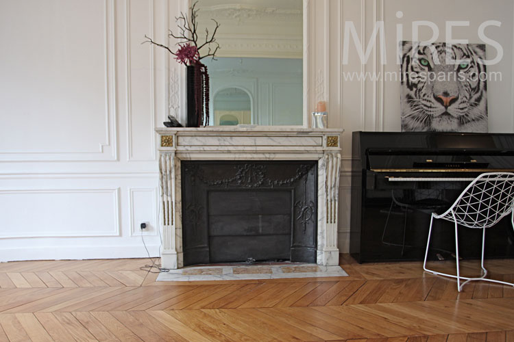 C0942 – Marble fireplace and piano tiger c0942