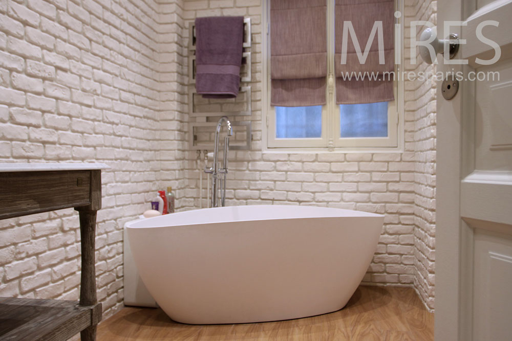 Baignoire et briquette blanche. C0952