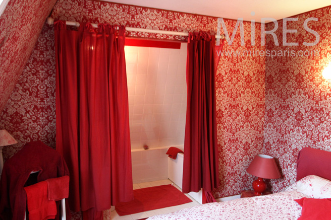 Red attic bedroom. C1087