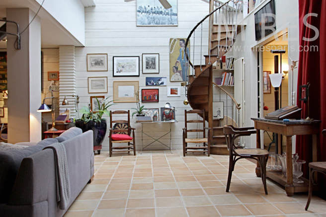 Wooden spiral staircase. C0330