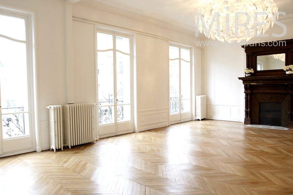 Fireplace and triple window. c1051