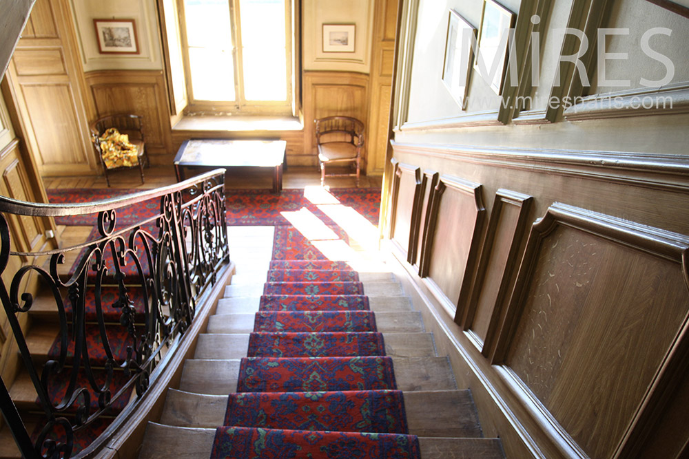 C1363 – Grand escalier et tapis rouge