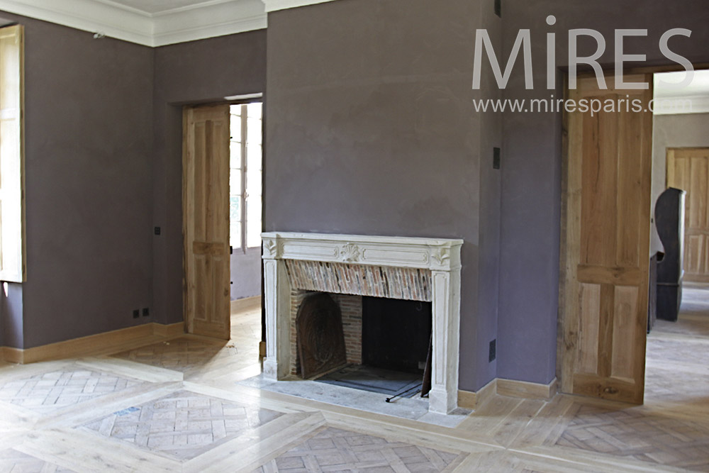 Marble fireplace and parquet. C1373