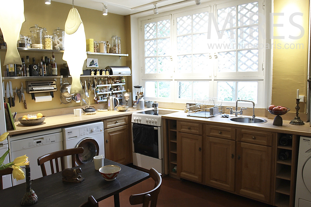 Full kitchen and flying fish. C1416