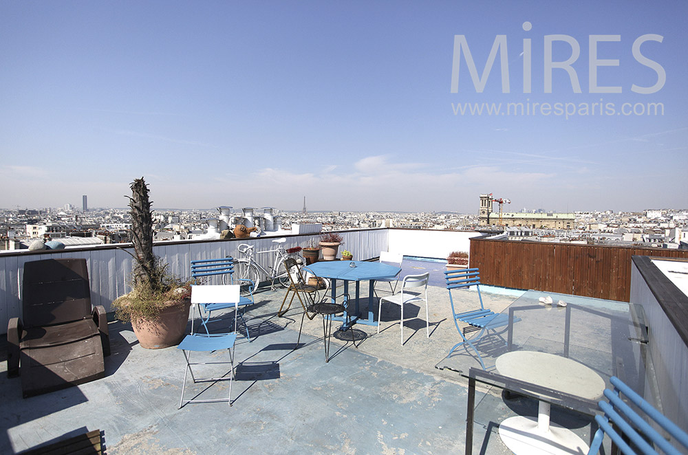 Rooftop with open views of Paris. c0449