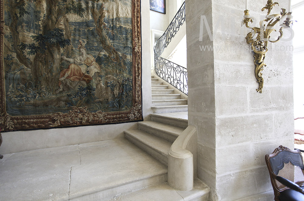 Grand staircase of white stones. C1580