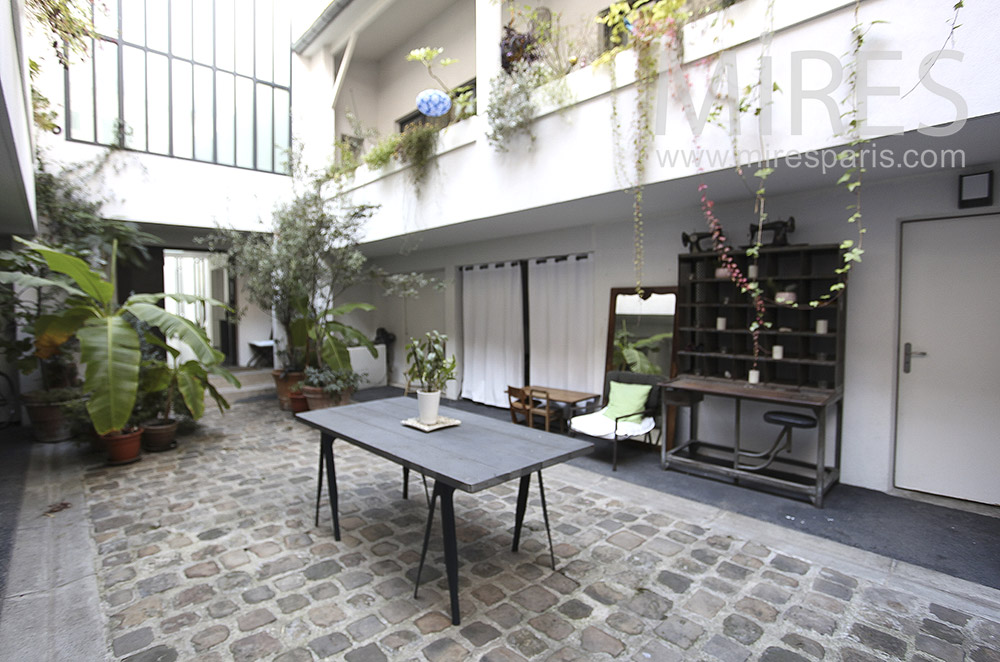 C0096 – Paved courtyard with green plants