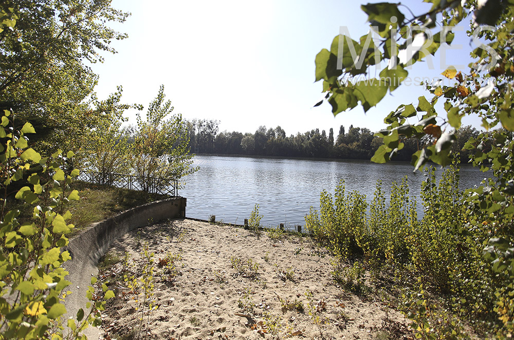 Lake with sandy beach. C1605