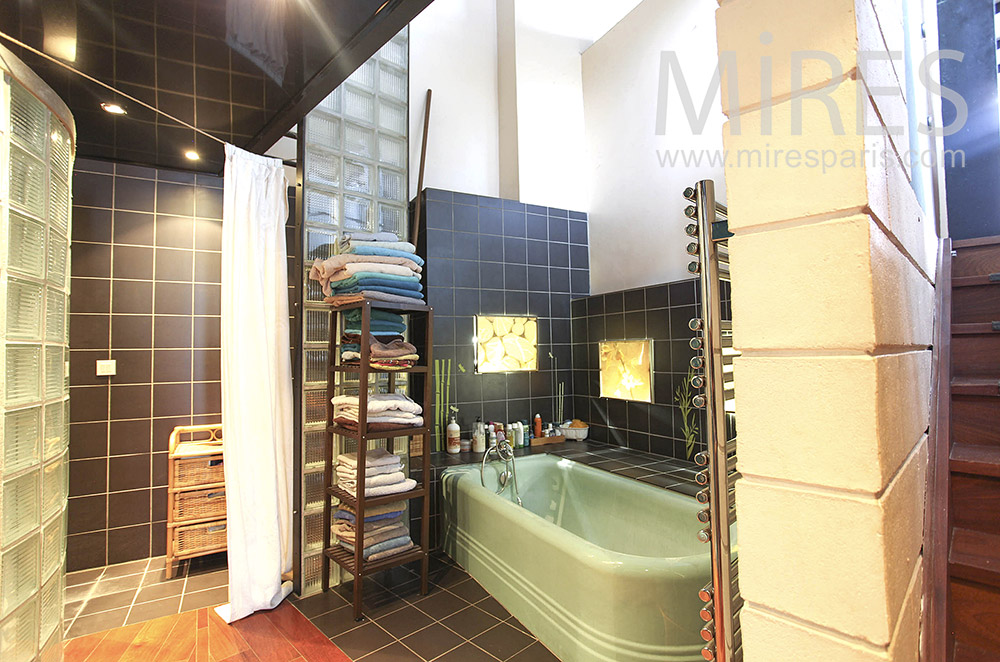 Bains et douche en briques de verre. C0174
