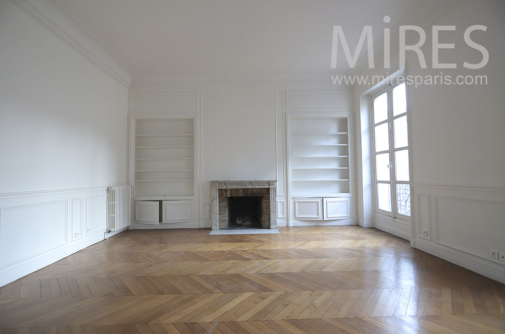 Salon haussmannien vide C1662 Mires Paris