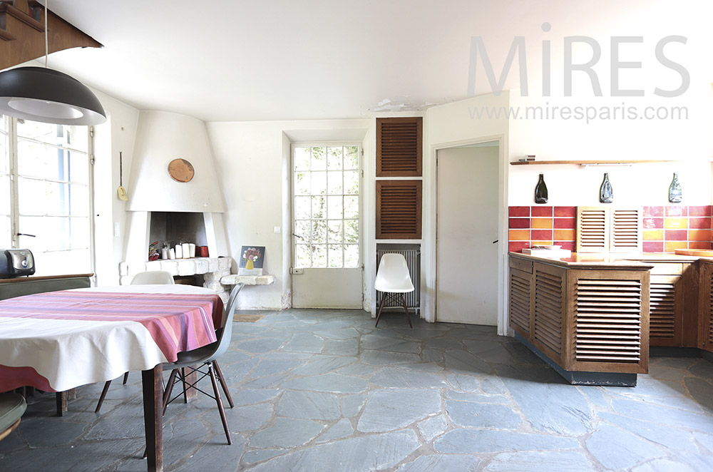 Kitchen, stone floor. C1729