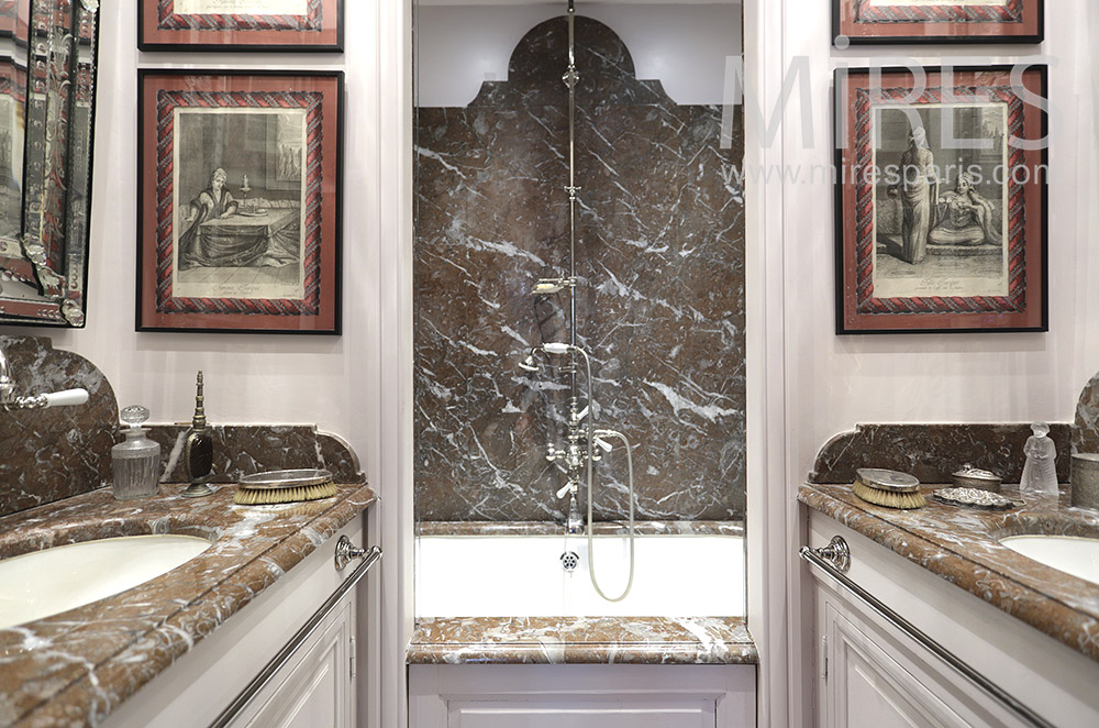 Bathtub and brown marble. C1780