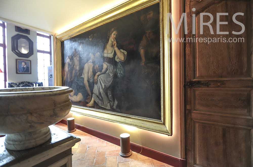 Entrance and old master canvas. C1780