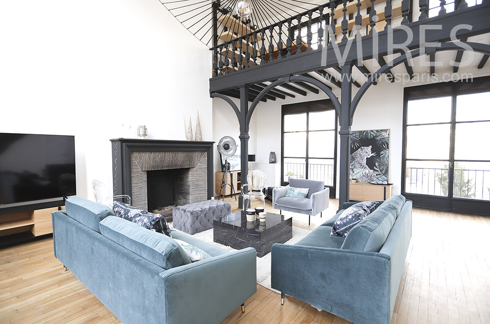 Large living room, fireplace. C1795