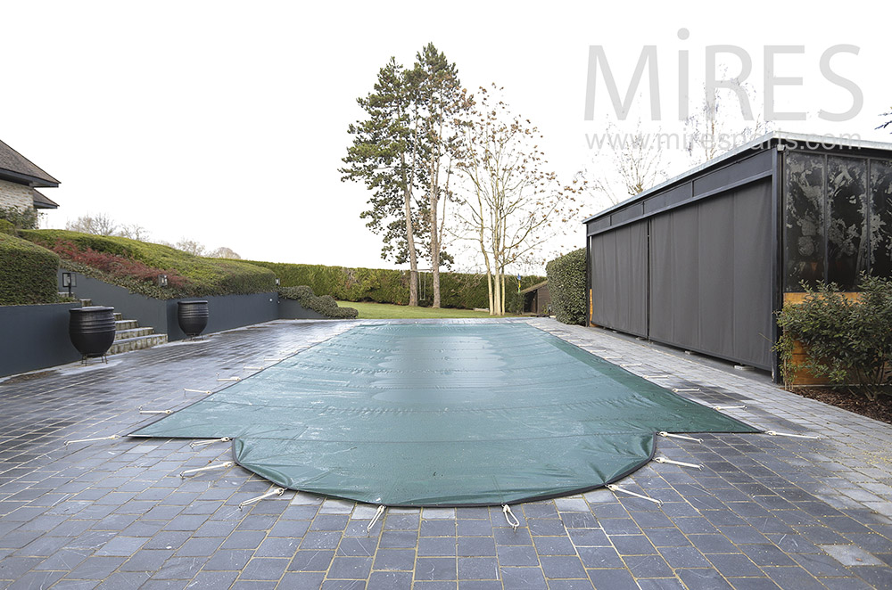 Swimming pool and pool house. C1797