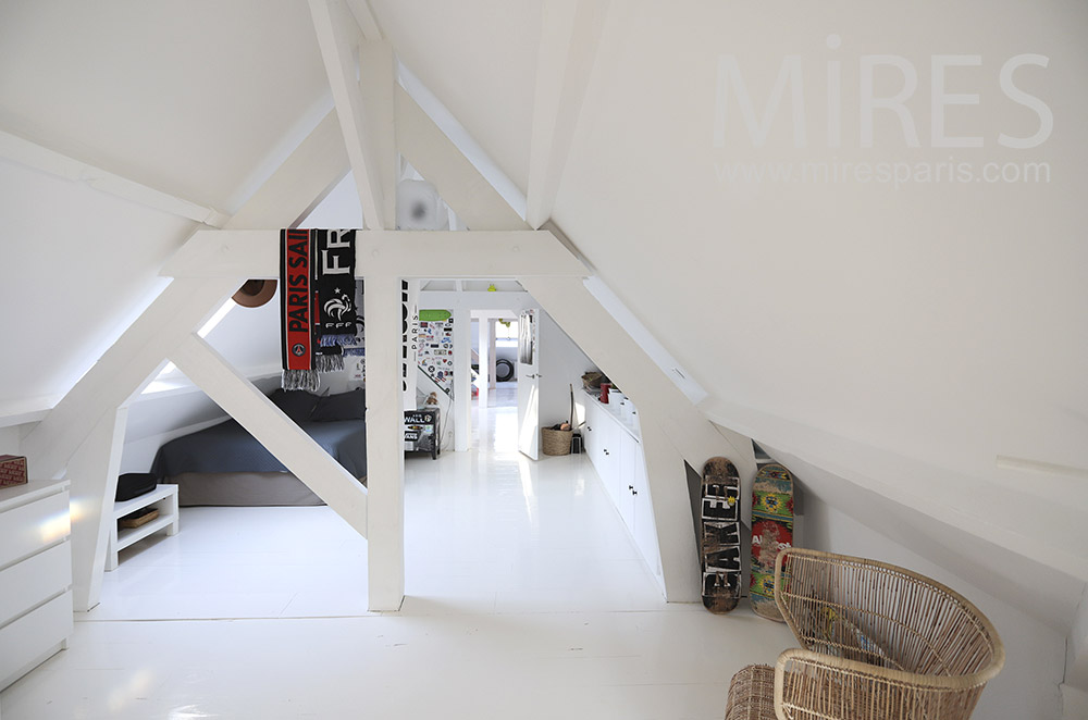 C1797 – Attic white bedroom