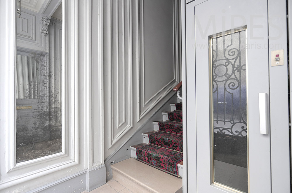 Elevator and staircase. C1811