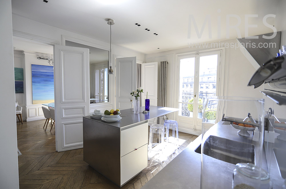 Modern kitchen with high table. C1903