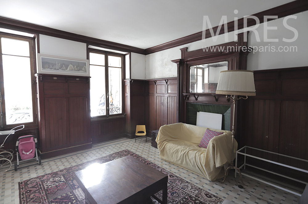 C1956 – Wood paneled living room