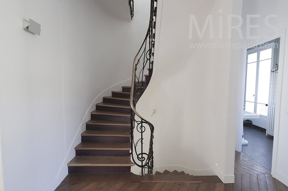 C1956 – Staircase with wrought iron railing