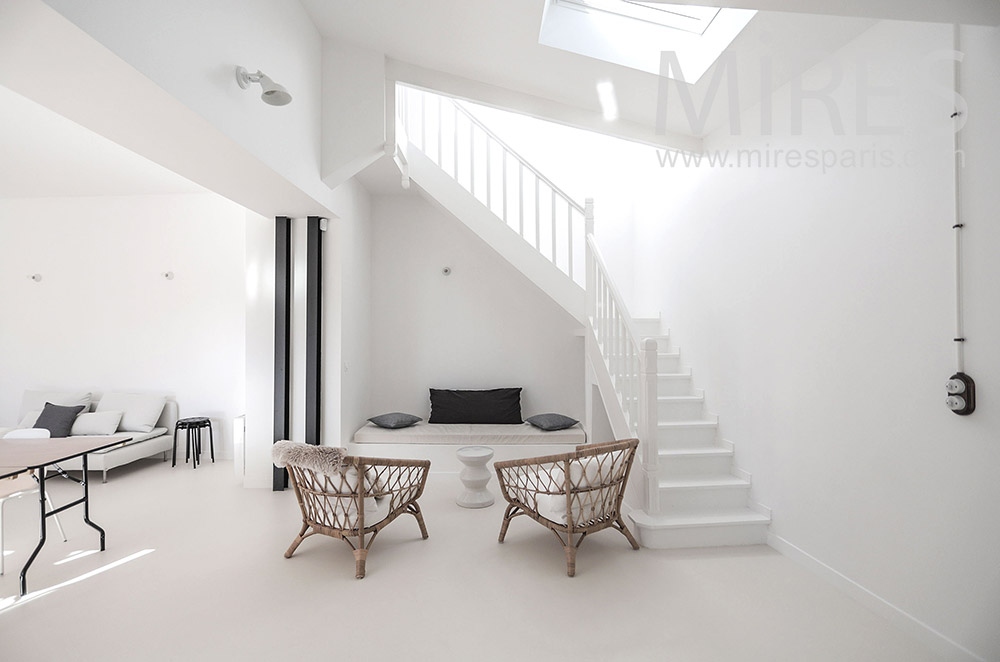 C1970 – Small living room and white staircase