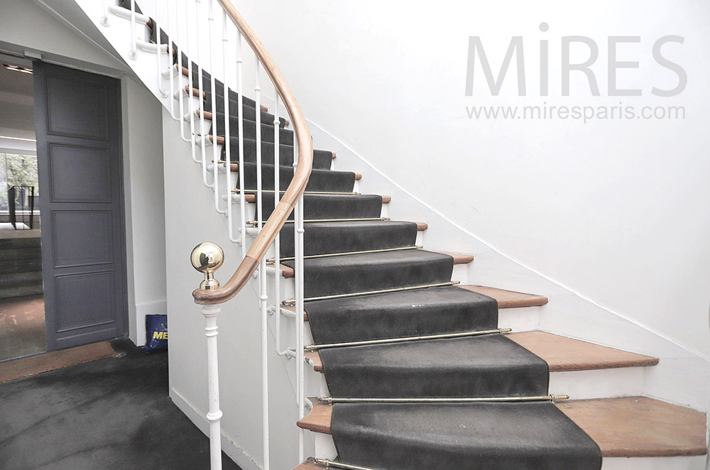 C1989 – Staircase with black carpet