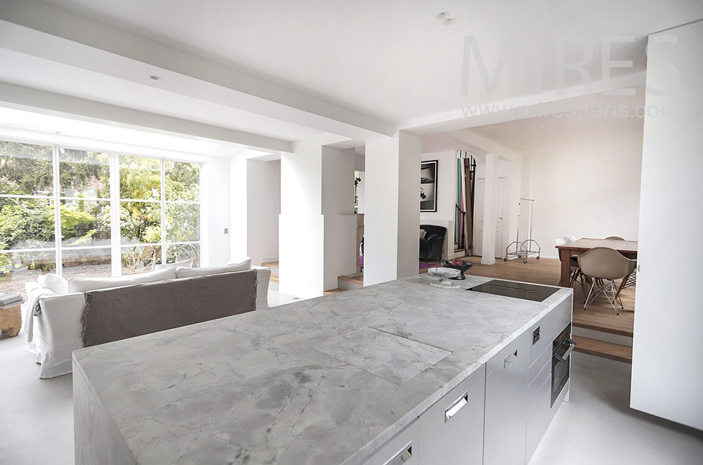 Gray marble kitchen. C1991