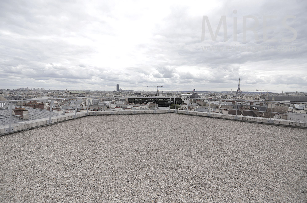 Flat roof, view of the Eiffel Tower. C2021