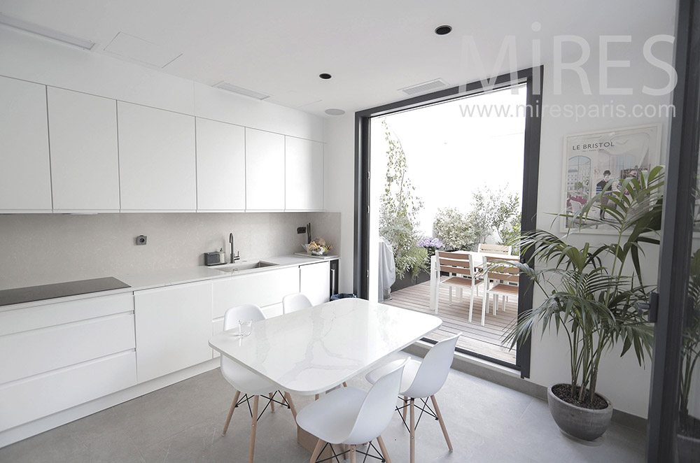 C2028 – White kitchen with terrace