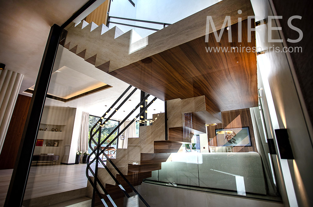 Contemporary wooden staircase. C2052