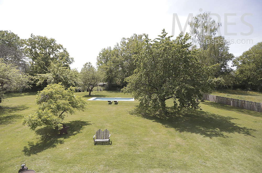 C1410 – Large garden with trees and swimming pool